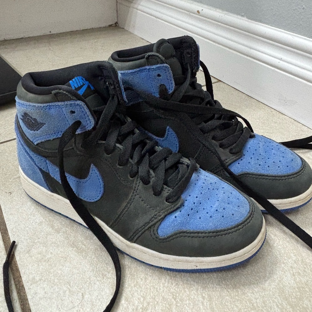 Nike Air Jordan 1 High Top Sneakers - Black & Blue Suede